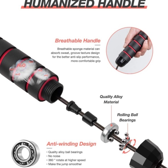 Jump Rope Adjustable - Rapid Speed - Tangle-Free - Ball Bearing - Memory Foam - Picture 4 of 12